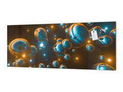 Stylish glass backsplash - Photo glass upstand BBS31 w/wo magnetic properties : Textures series : Holographic bubbles 2