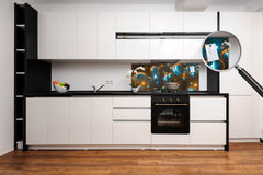 Stylish glass backsplash - Photo glass upstand BBS31 w/wo magnetic properties : Textures series : Holographic bubbles 2
