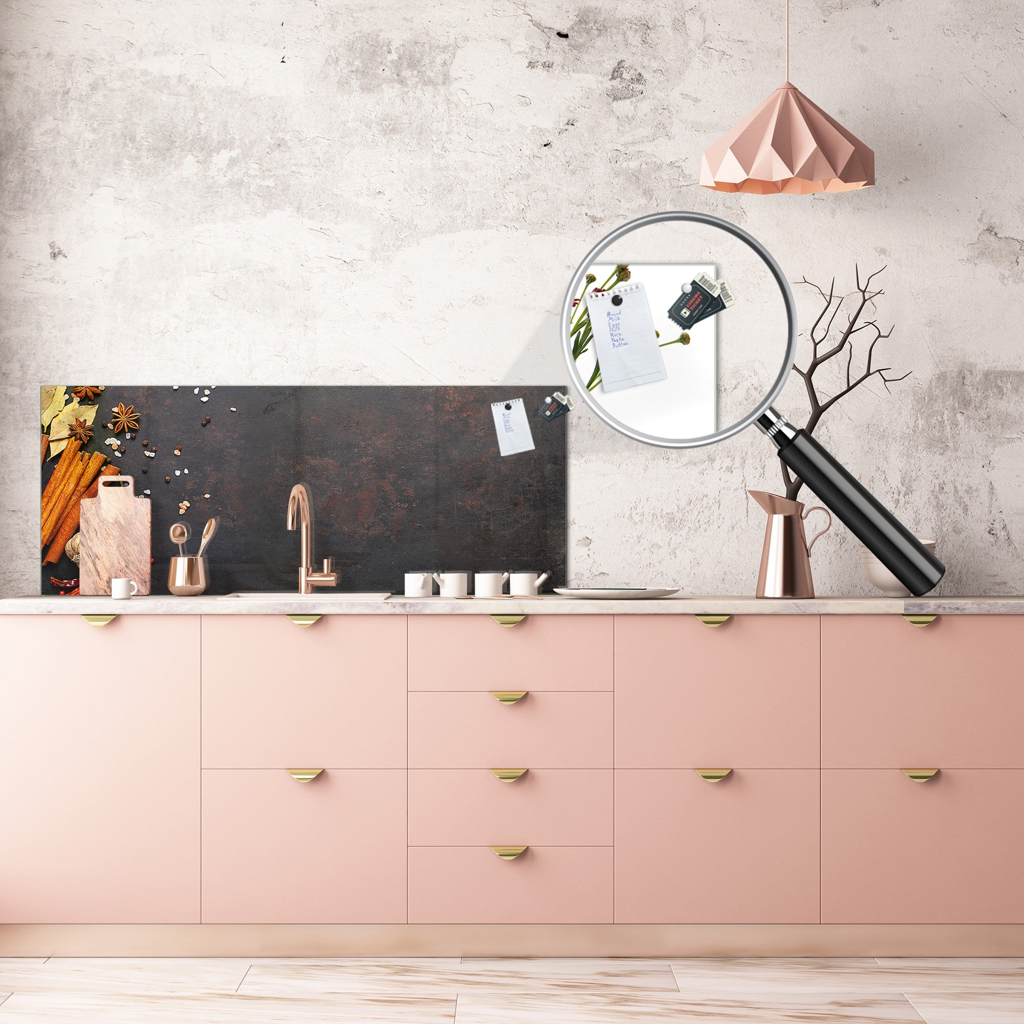 Toughened printed glass backsplash - Kitchen wall splashback BBS33 w/wo magnetic properties : Herbs and spices series : Cinnamon sticks