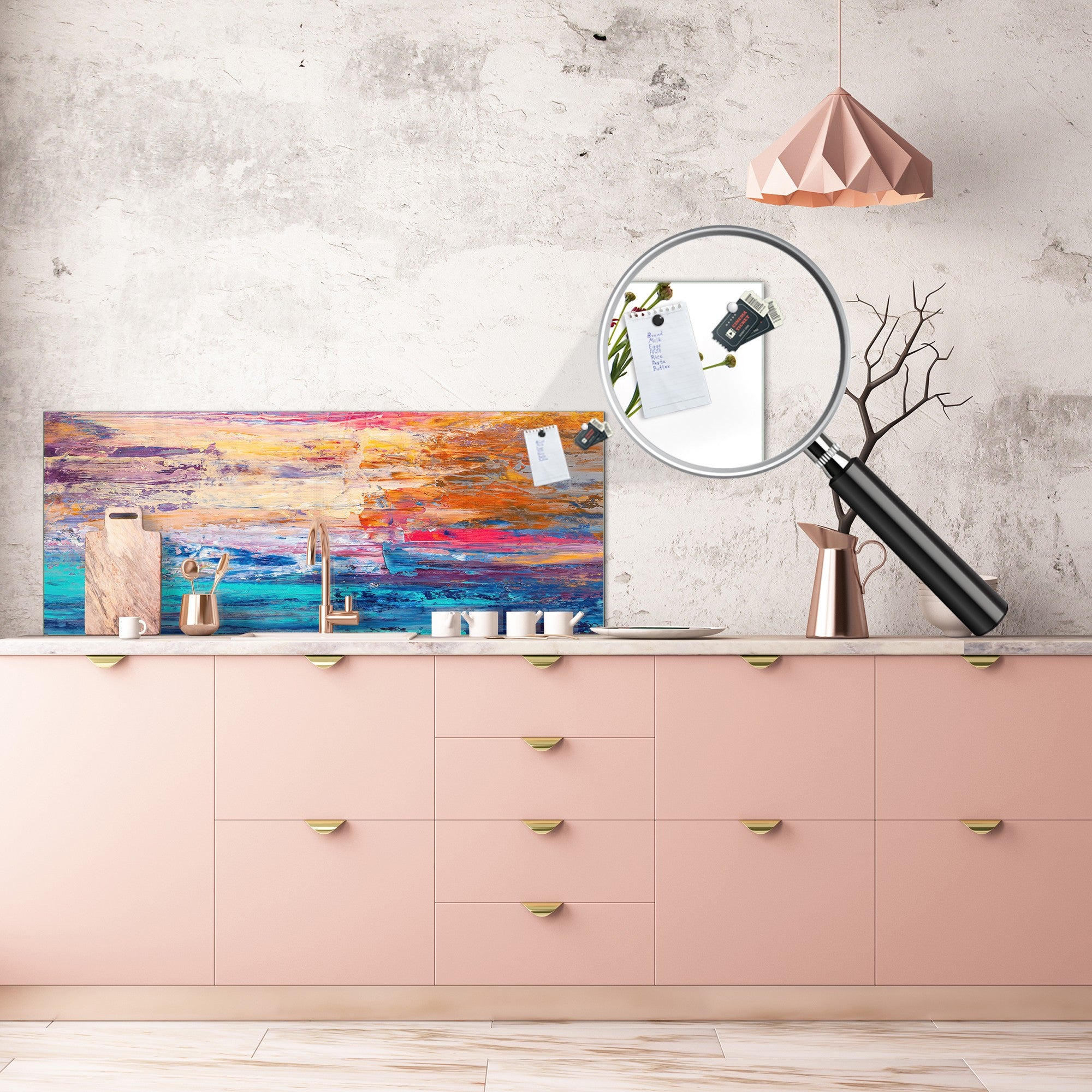 Contemporary glass kitchen panel - Wide format wall backsplash BBS30 w/wo magnetic properties : Art. Series : Abstract art background 7