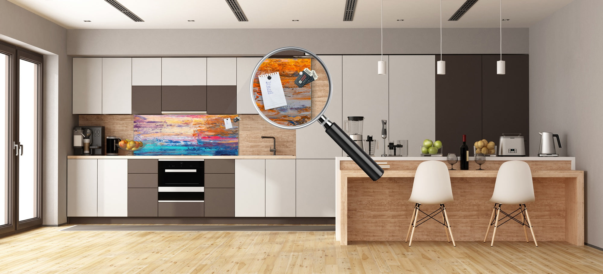 Contemporary glass kitchen panel - Wide format wall backsplash BBS30 w/wo magnetic properties : Art. Series : Abstract art background 7