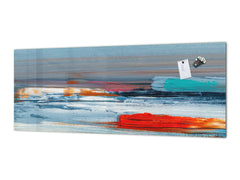 Contemporary glass kitchen panel - Wide format wall backsplash BBS30 w/wo magnetic properties : Art. Series : Abstract art oil painting