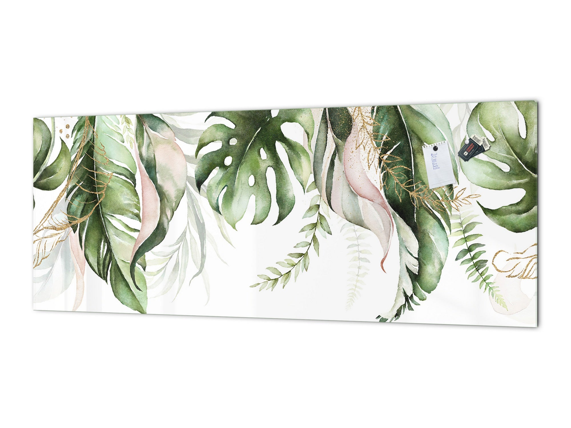 Design glass backsplash - Tempered Glass BBS29 splashback w/wo magnetic properties : Nature Series : Tropical watercolour