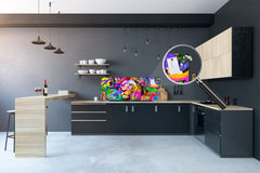 Stunning glass wall art - Wide format kitchen backsplash BBS32 w/wo magnetic properties : Animals series : Colourful lion