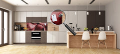 Stylish glass backsplash - Photo glass upstand BBS31 w/wo magnetic properties : Textures series : White and red feathers