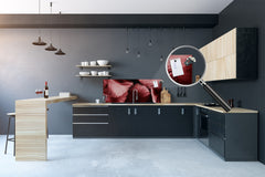 Stylish glass backsplash - Photo glass upstand BBS31 w/wo magnetic properties : Textures series : White and red feathers