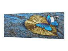 Stunning glass wall art - Wide format kitchen backsplash BBS32 w/wo magnetic properties : Animals series : Tropical butterfly 1