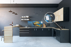 Stunning glass wall art - Wide format kitchen backsplash BBS32 w/wo magnetic properties : Animals series : Tropical butterfly 1