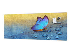 Stunning glass wall art - Wide format kitchen backsplash BBS32 w/wo magnetic properties : Animals series : Tropical butterfly 2