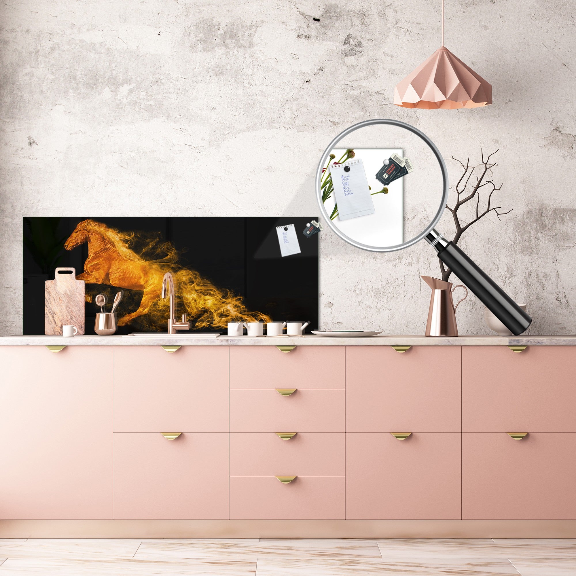 Stunning glass wall art - Wide format kitchen backsplash BBS32 w/wo magnetic properties : Animals series : Wild horse