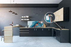 Contemporary glass kitchen panel - Wide format wall backsplash BBS30 w/wo magnetic properties : Art. Series : Liquid colours 3