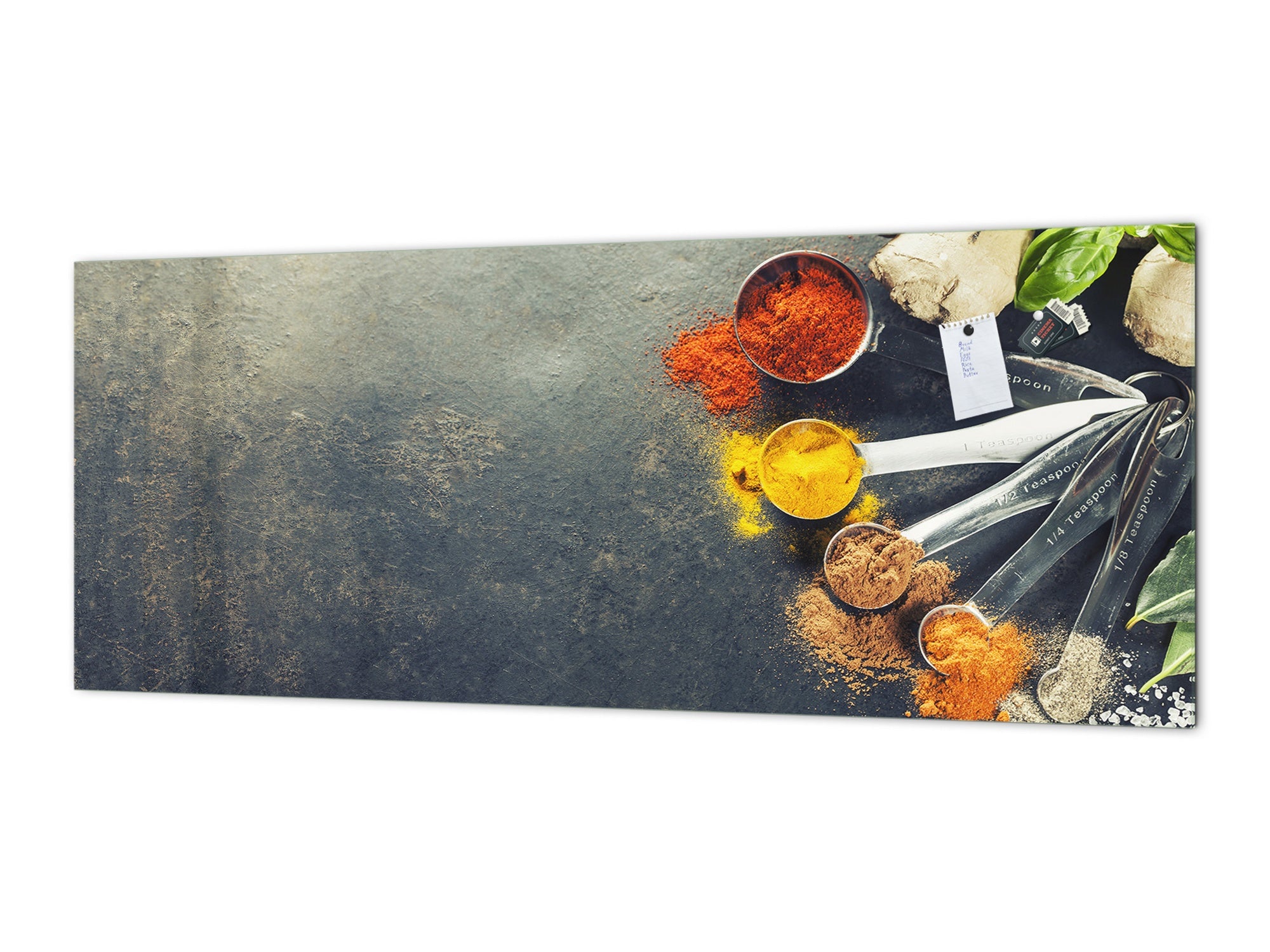 Toughened printed glass backsplash - Kitchen wall splashback BBS33 w/wo magnetic properties : Herbs and spices series : Curry spices