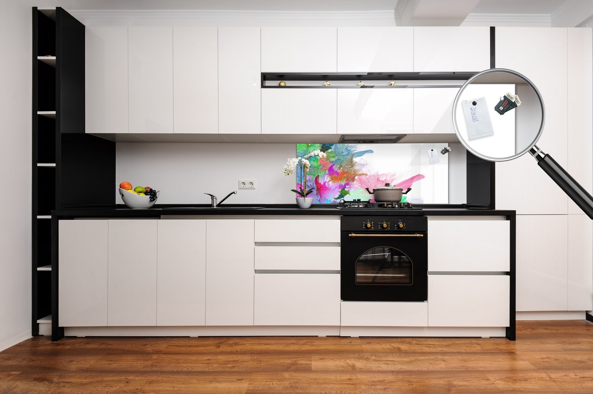 Stylish glass backsplash - Photo glass upstand BBS31 w/wo magnetic properties : Textures series : Colourful background