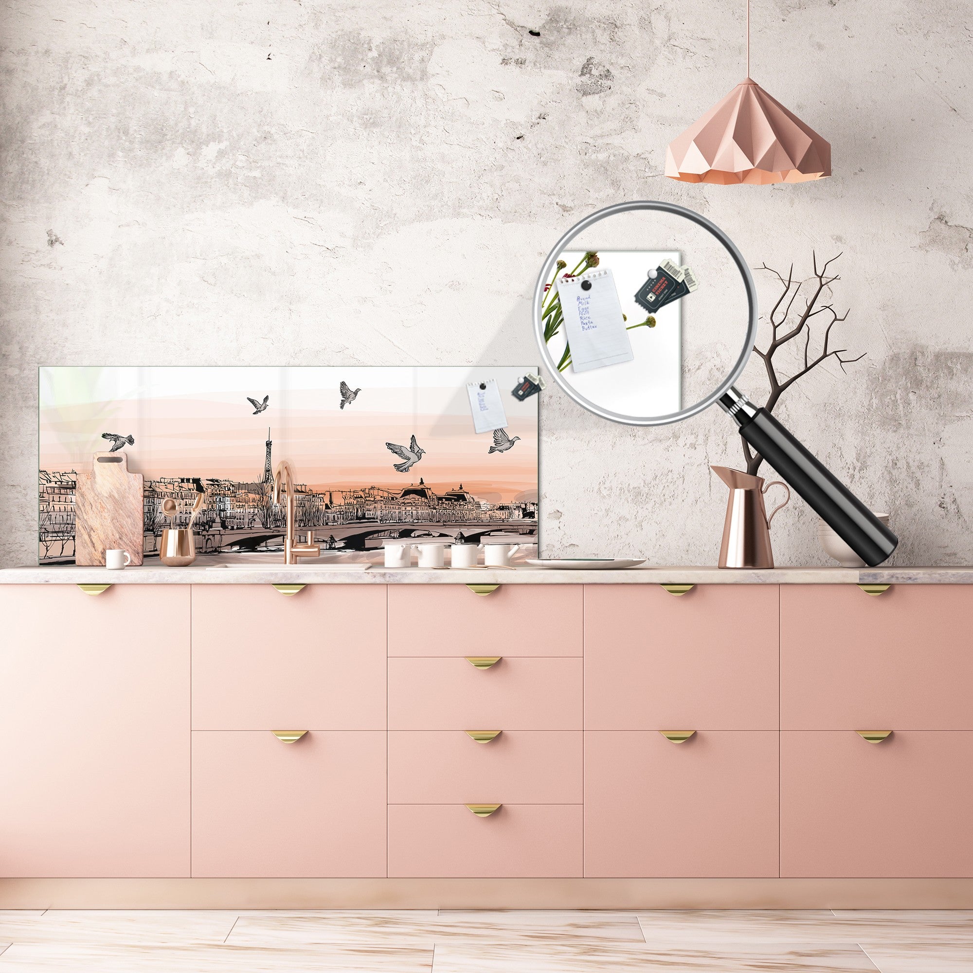 Wide format Wall panel - Design backsplash BBS34 w/wo magnetic properties : Miscellaneous series : Landscape of Paris