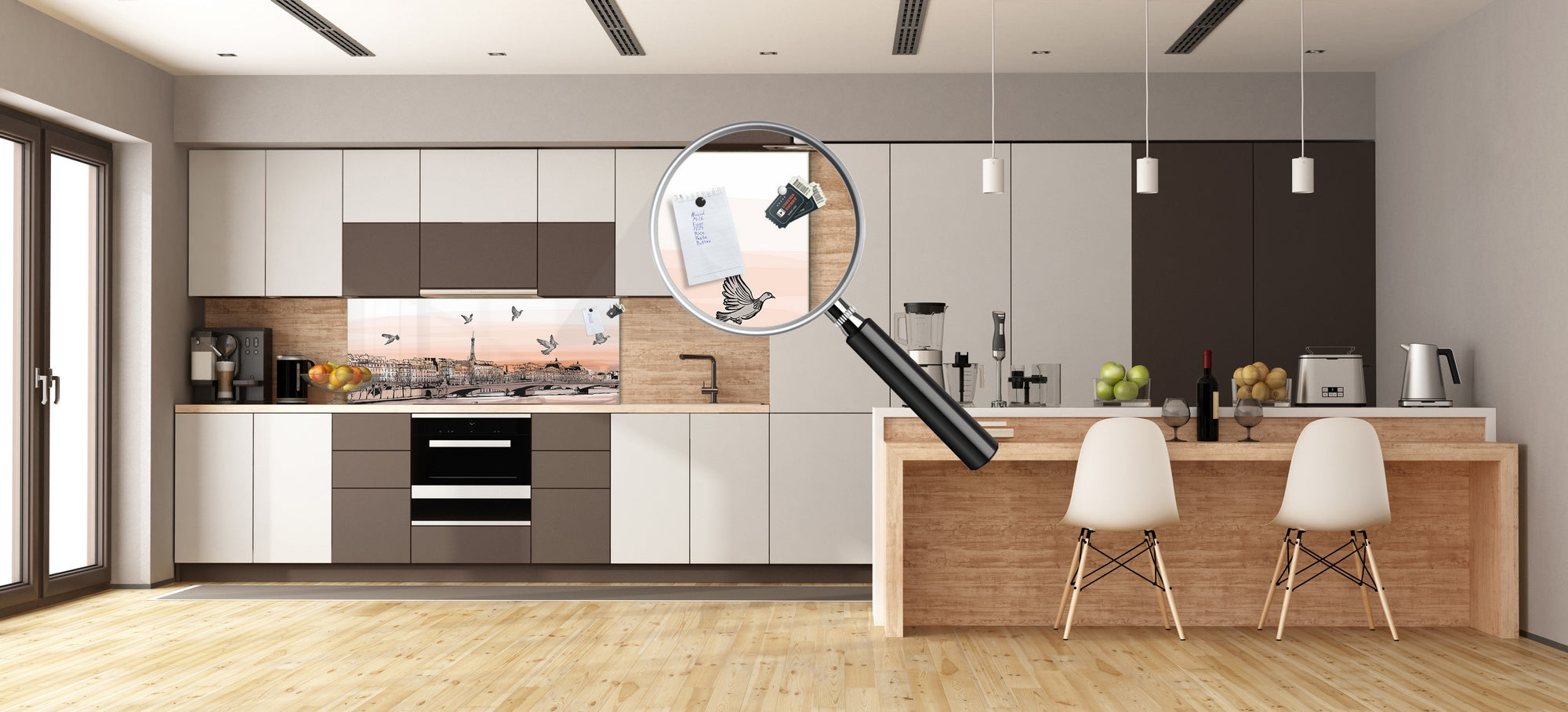 Wide format Wall panel - Design backsplash BBS34 w/wo magnetic properties : Miscellaneous series : Landscape of Paris