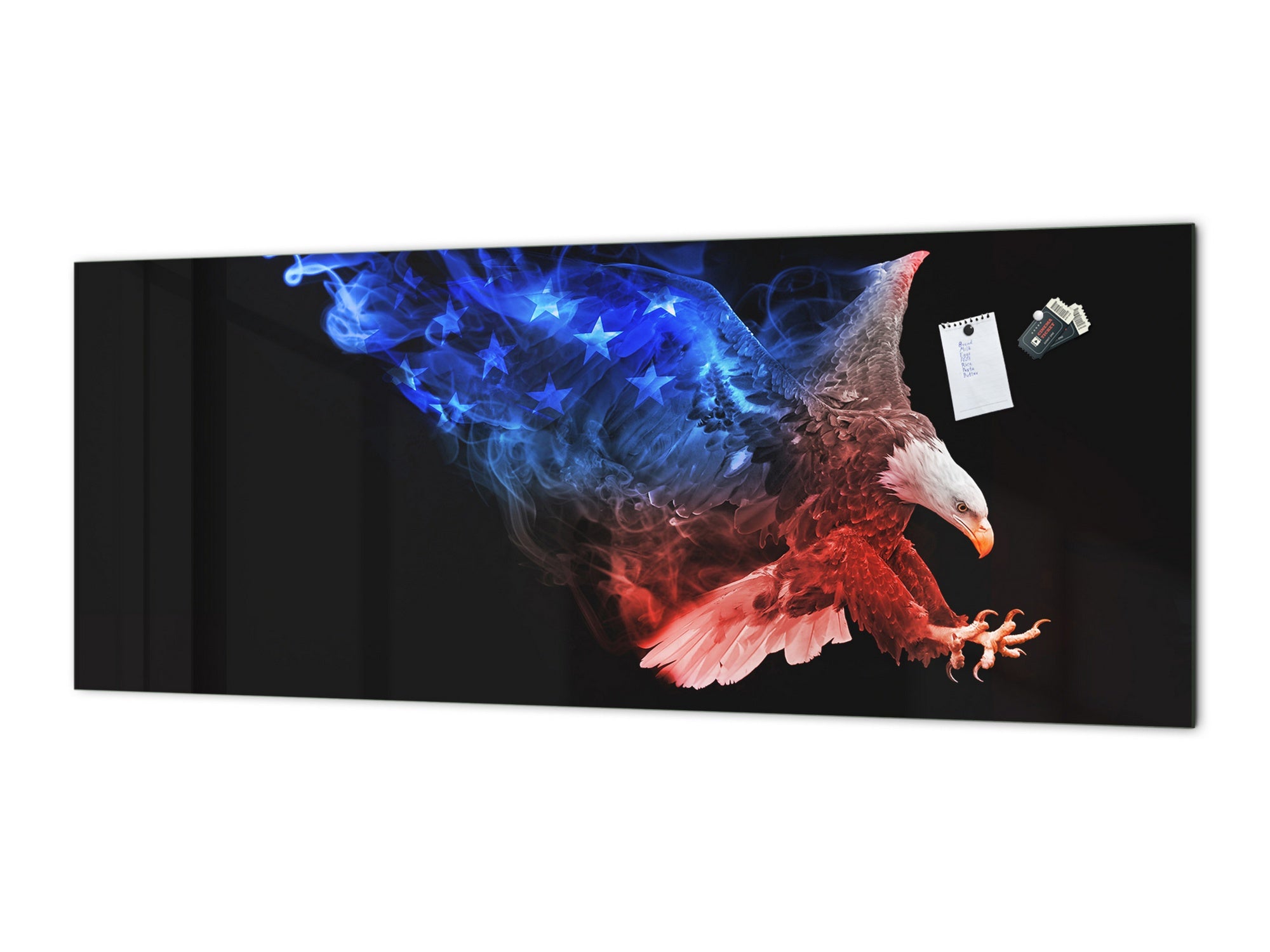 Stunning glass wall art - Wide format kitchen backsplash BBS32 w/wo magnetic properties : Animals series : Colourful eagle