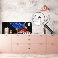 Stunning glass wall art - Wide format kitchen backsplash BBS32 w/wo magnetic properties : Animals series : Colourful eagle
