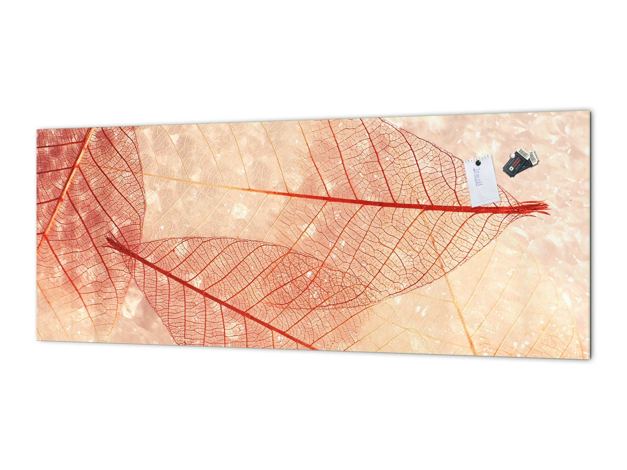 Design glass backsplash - Tempered Glass BBS29 splashback w/wo magnetic properties : Nature Series : Transparent orange leaves