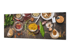 Toughened printed glass backsplash - Kitchen wall splashback BBS33 w/wo magnetic properties : Herbs and spices series : Rustical spices