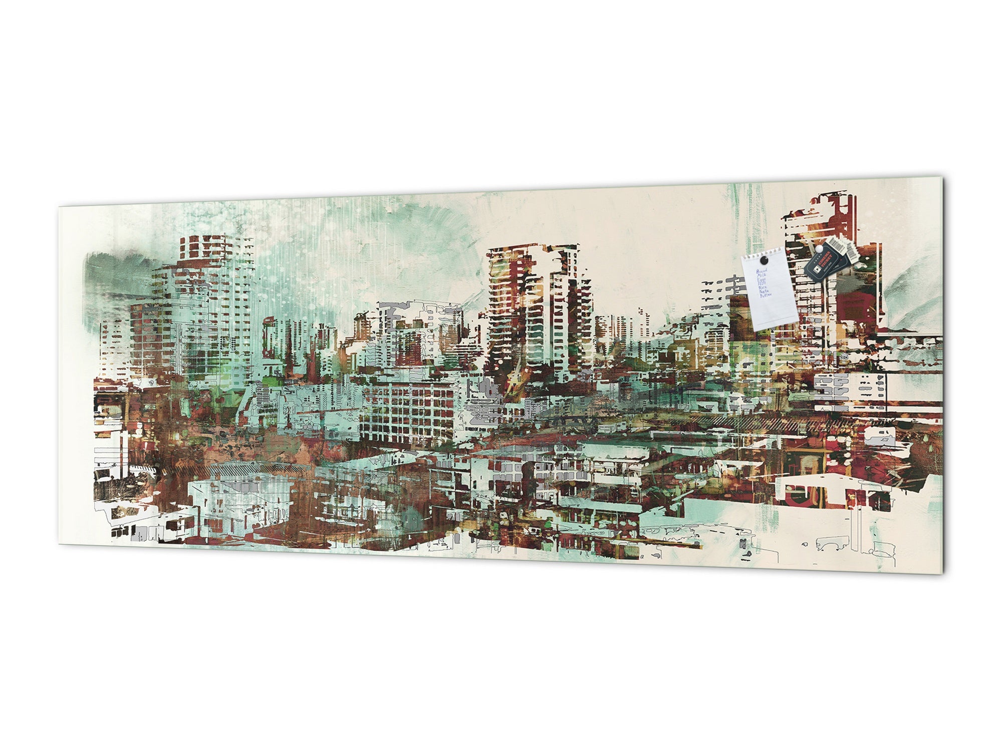 Wide format Wall panel - Design backsplash BBS34 w/wo magnetic properties : Miscellaneous series : Abstract cityscape 2