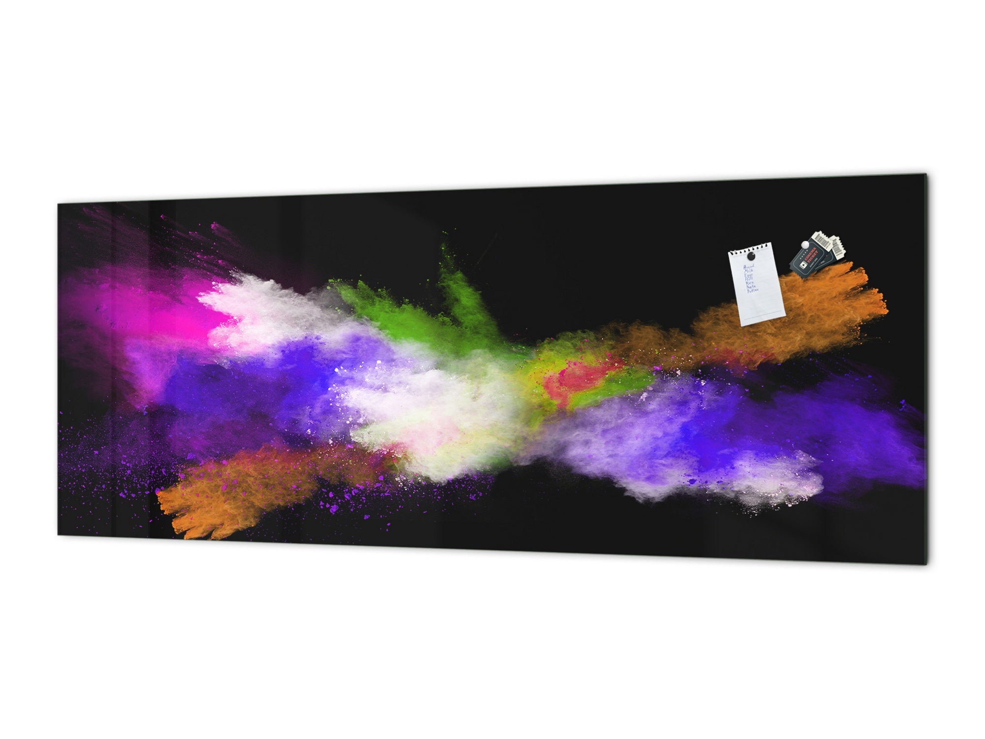 Contemporary glass kitchen panel - Wide format wall backsplash BBS30 w/wo magnetic properties : Art. Series : Colour explosion 3