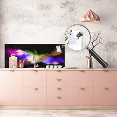 Contemporary glass kitchen panel - Wide format wall backsplash BBS30 w/wo magnetic properties : Art. Series : Colour explosion 3
