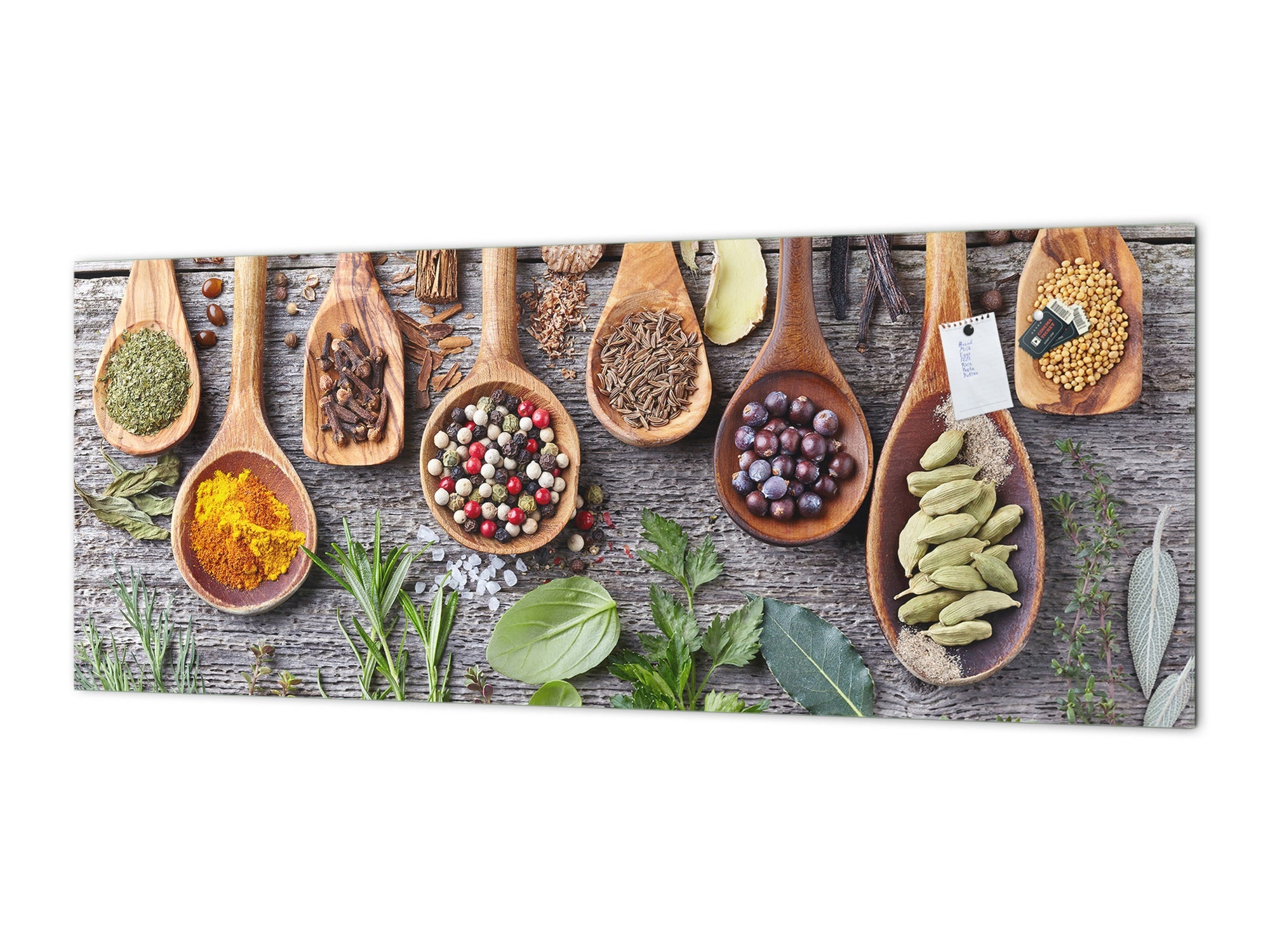 Toughened printed glass backsplash - Kitchen wall splashback BBS33 w/wo magnetic properties : Herbs and spices series : Herbs and spices 1