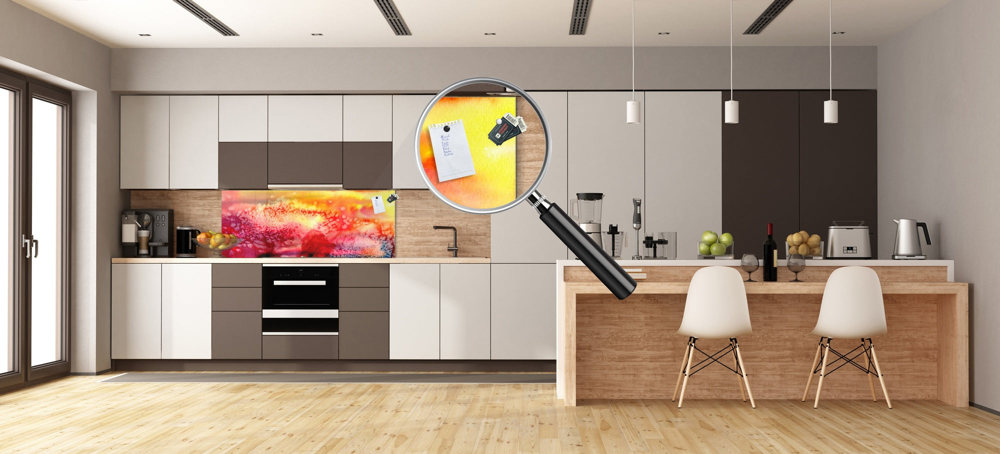 Stylish glass backsplash - Photo glass upstand BBS31 w/wo magnetic properties : Textures series : Abstract multicoloured background