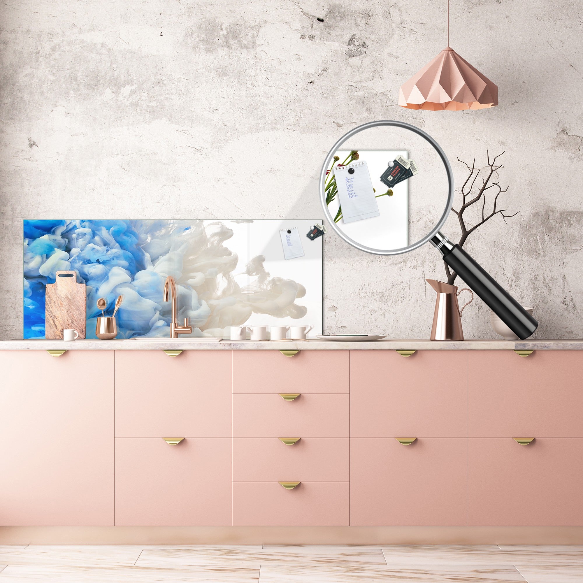 Contemporary glass kitchen panel - Wide format wall backsplash BBS30 w/wo magnetic properties : Art. Series : Paint explosion