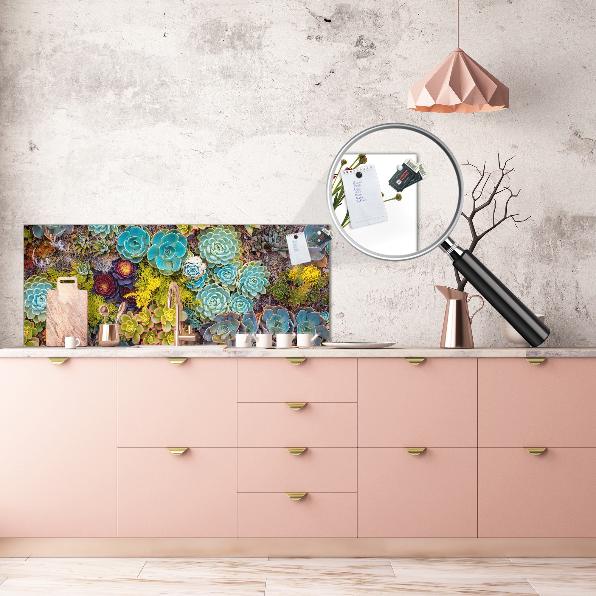 Design glass backsplash - Tempered Glass BBS29 splashback w/wo magnetic properties : Nature Series : Rock garden 1