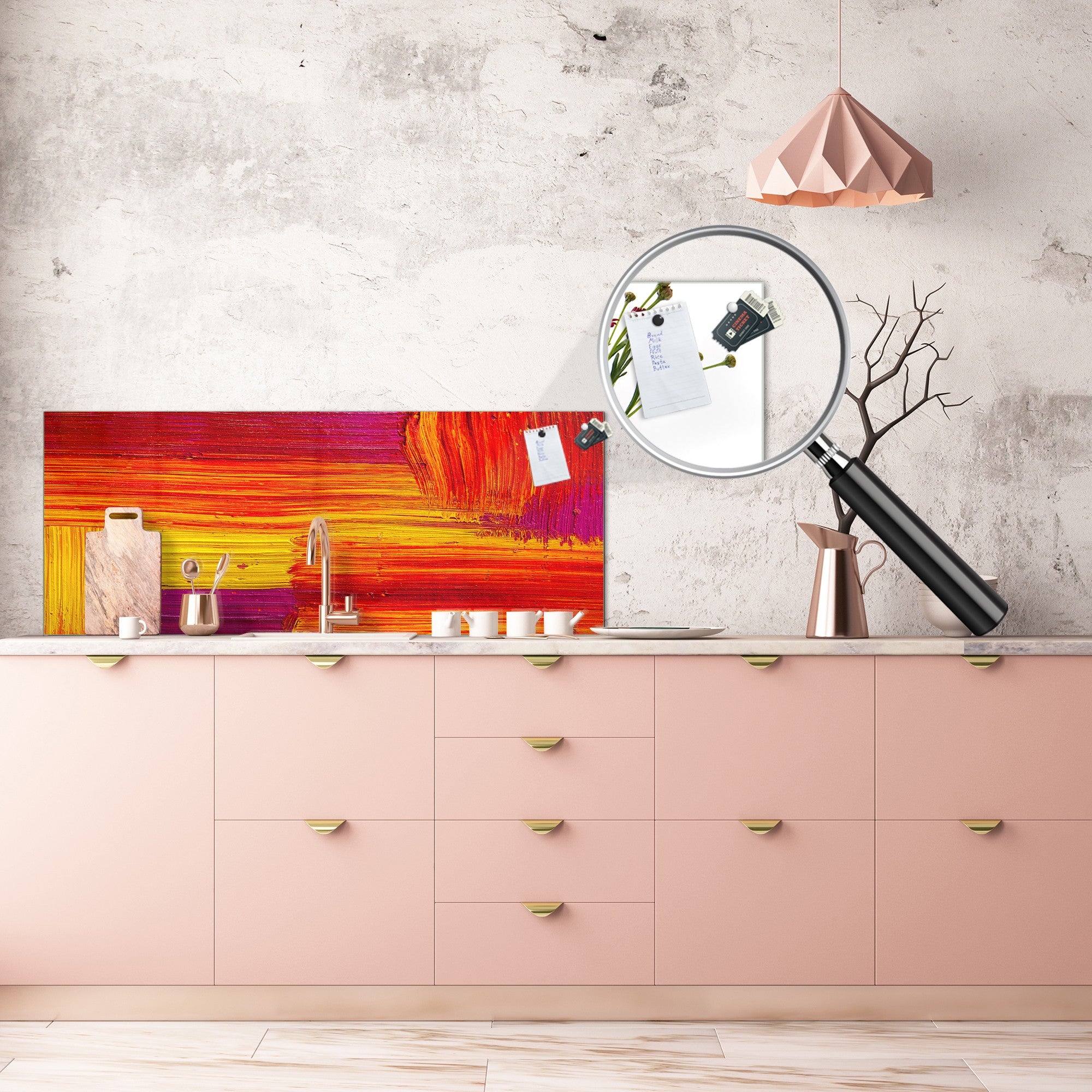 Stylish glass backsplash - Photo glass upstand BBS31 w/wo magnetic properties : Textures series : Abstract colour texture