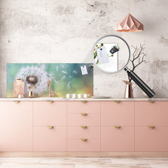 Design glass backsplash - Tempered Glass BBS29 splashback w/wo magnetic properties : Nature Series : Dandelion