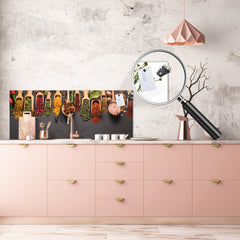 Toughened printed glass backsplash - Kitchen wall splashback BBS33 w/wo magnetic properties : Herbs and spices series : Herbs and spices 3