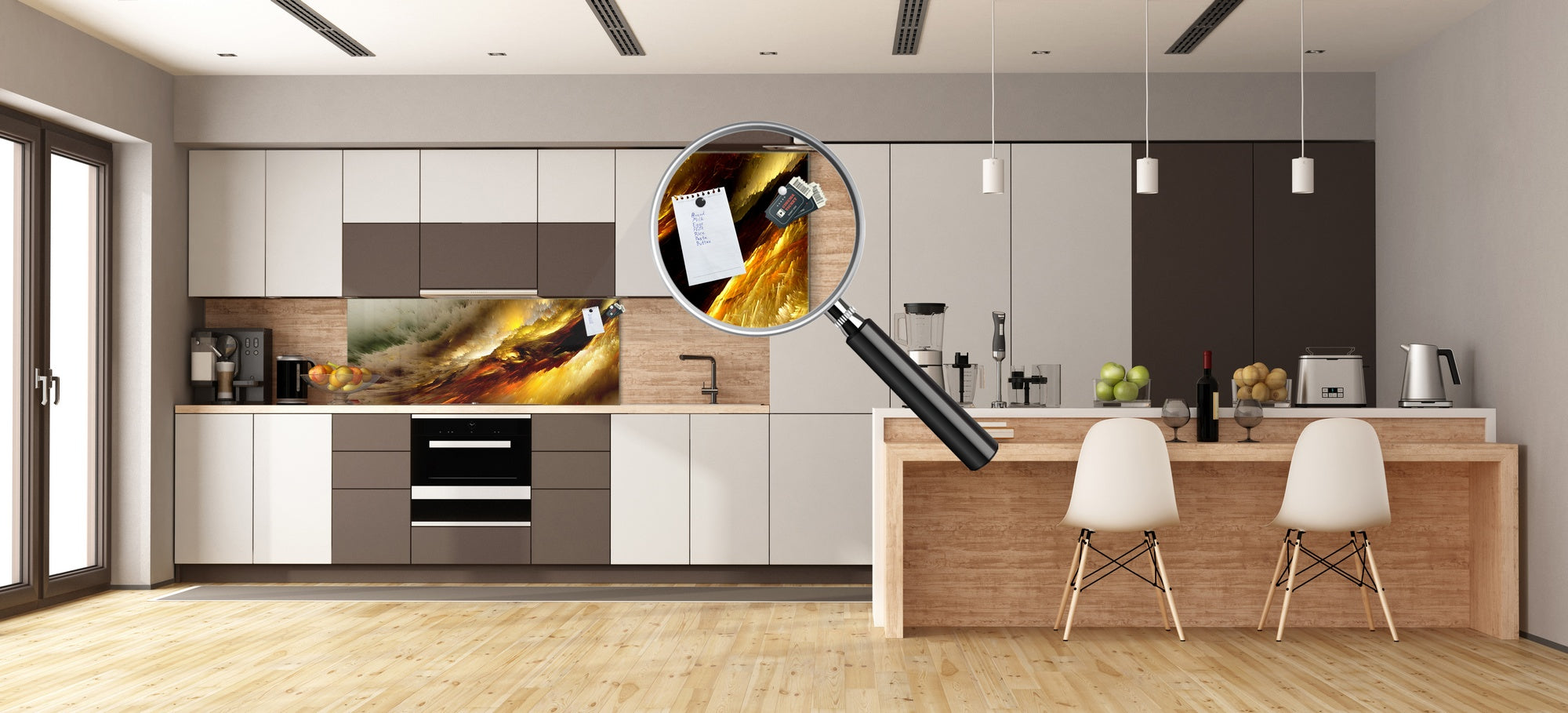 Wide format Wall panel - Design backsplash BBS34 w/wo magnetic properties : Miscellaneous series : Colourful thunderstorm