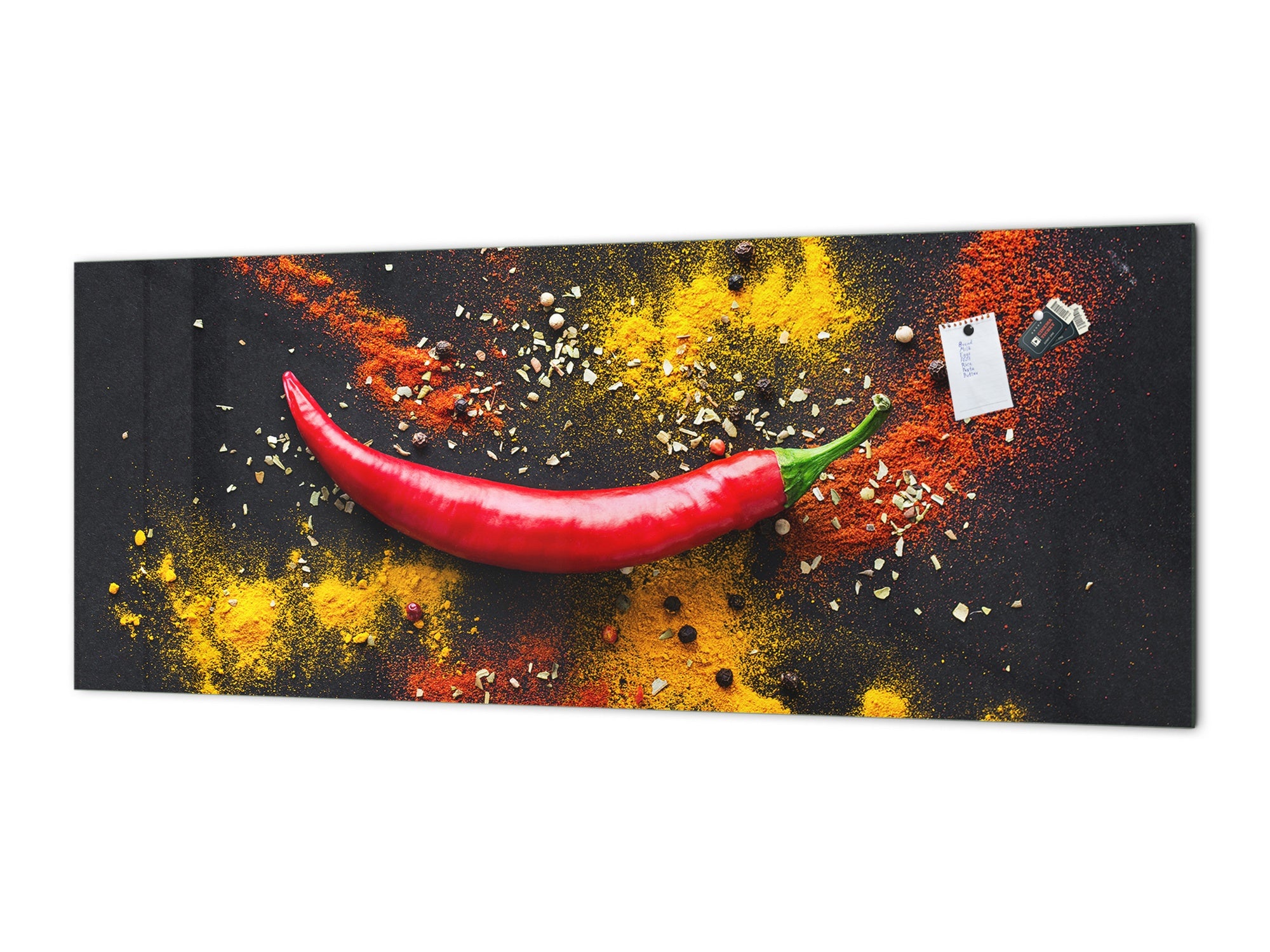 Toughened printed glass backsplash - Kitchen wall splashback BBS33 w/wo magnetic properties : Herbs and spices series : Chilli pepper