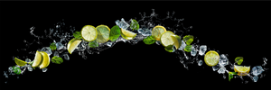 Special order -  Contemporary glass kitchen panel - Wide format wall backsplash: Lemon with mint