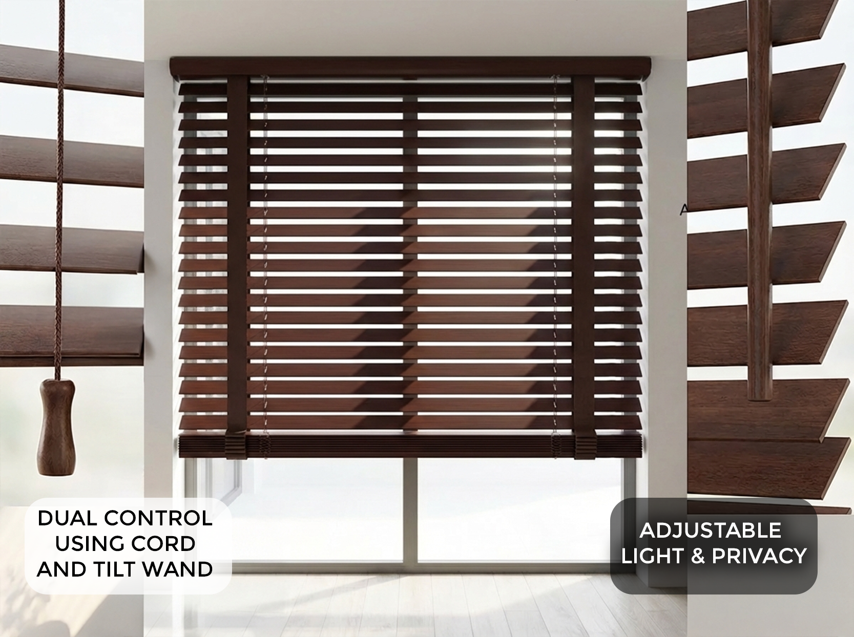 XXL 50mm Wooden Venetian Blinds – Ceiling Mount