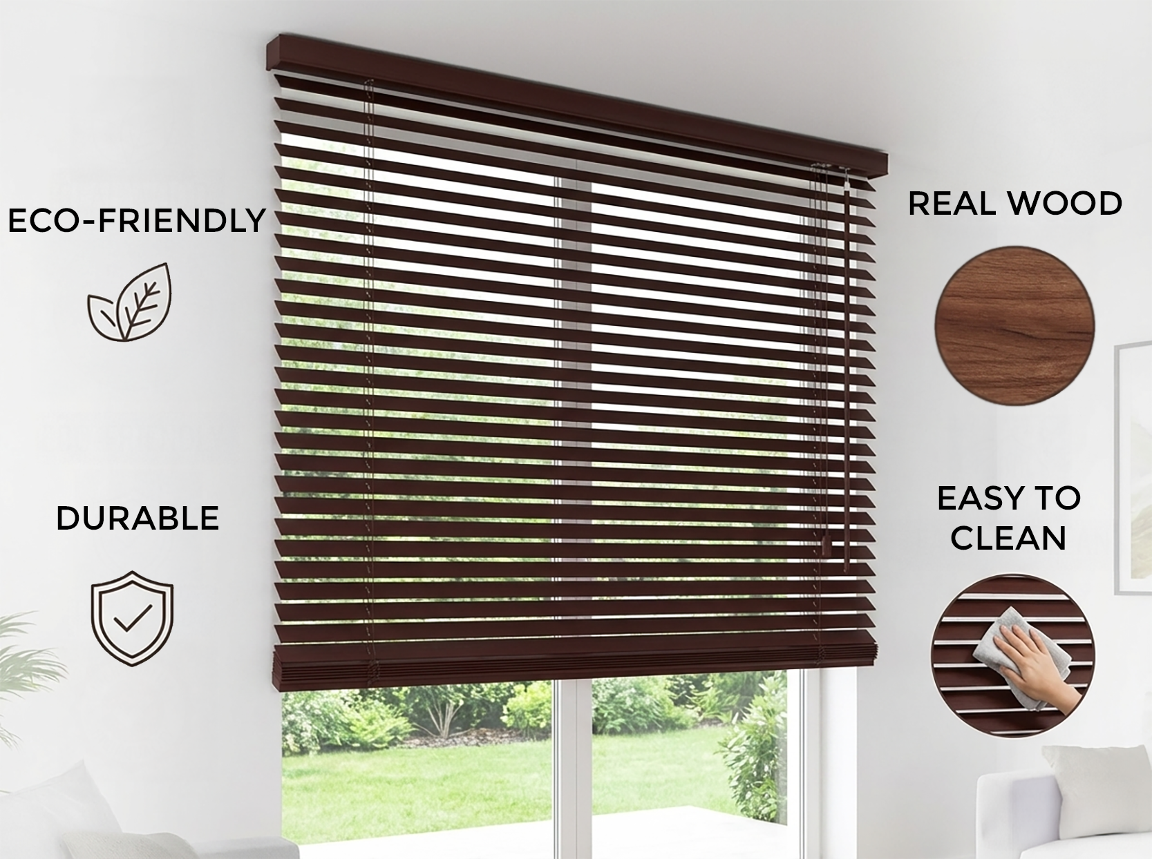 XXL 25mm Wooden Venetian Blinds – Ceiling Mount