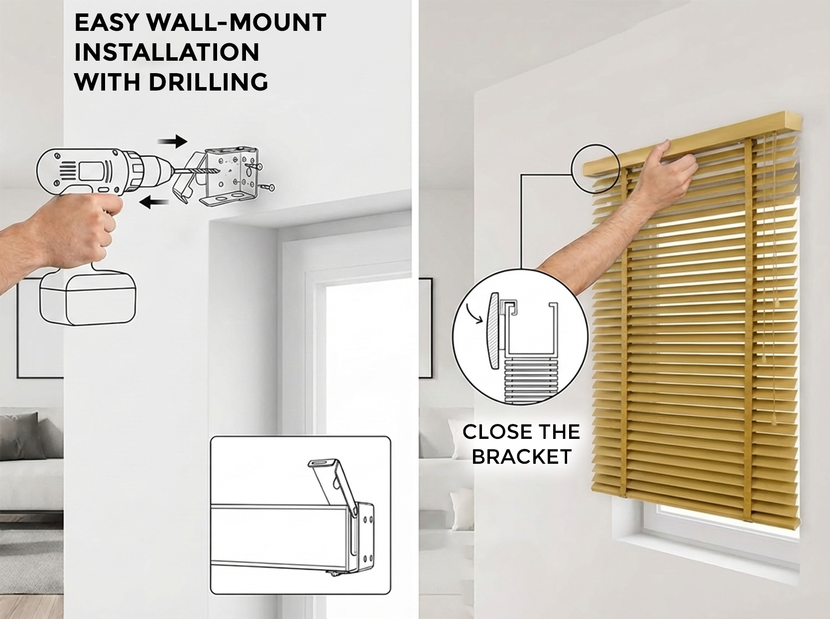 XXL 50mm Wooden Venetian Blinds – Wall Mount
