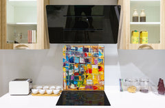 Unique Glass kitchen panel – Tempered Glass backsplash – Art design Glass Upstand NBS15: Art Series : Abstract art background