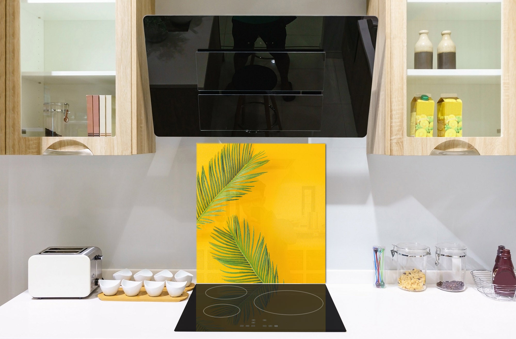 Stylish Tempered glass backsplash – Glass kitchen splashback – Glass upstand NBS14: Nature Series : Yellow leaves