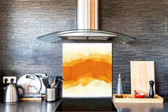 Unique Glass kitchen panel – Tempered Glass backsplash – Art design Glass Upstand NBS15: Art Series : Orange watercolour