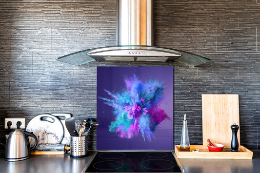 Unique Glass kitchen panel – Tempered Glass backsplash – Art design Glass Upstand NBS15: Art Series : Colour explosion 1