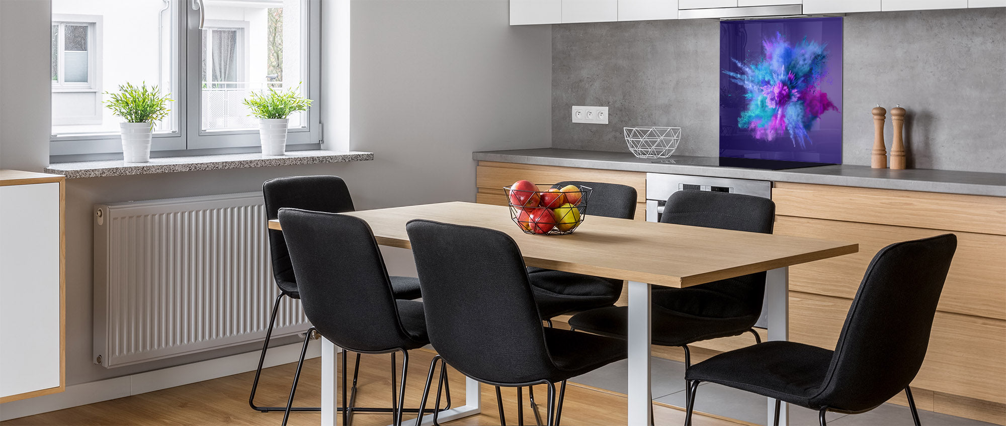 Unique Glass kitchen panel – Tempered Glass backsplash – Art design Glass Upstand NBS15: Art Series : Colour explosion 1