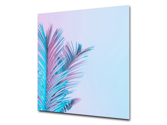 Stylish Tempered glass backsplash – Glass kitchen splashback – Glass upstand NBS14: Nature Series : Tropical leaves