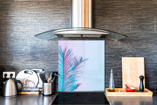 Stylish Tempered glass backsplash – Glass kitchen splashback – Glass upstand NBS14: Nature Series : Tropical leaves