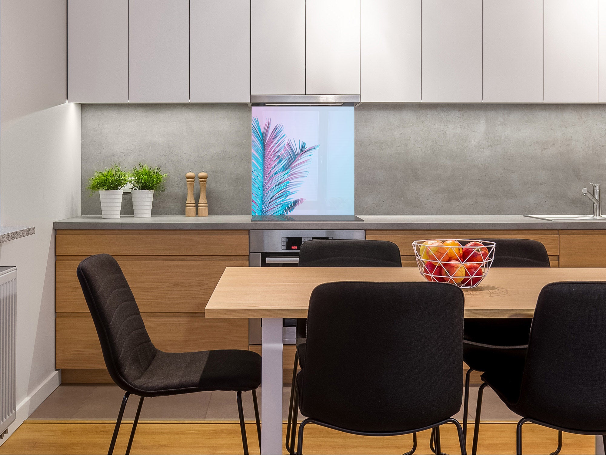 Stylish Tempered glass backsplash – Glass kitchen splashback – Glass upstand NBS14: Nature Series : Tropical leaves