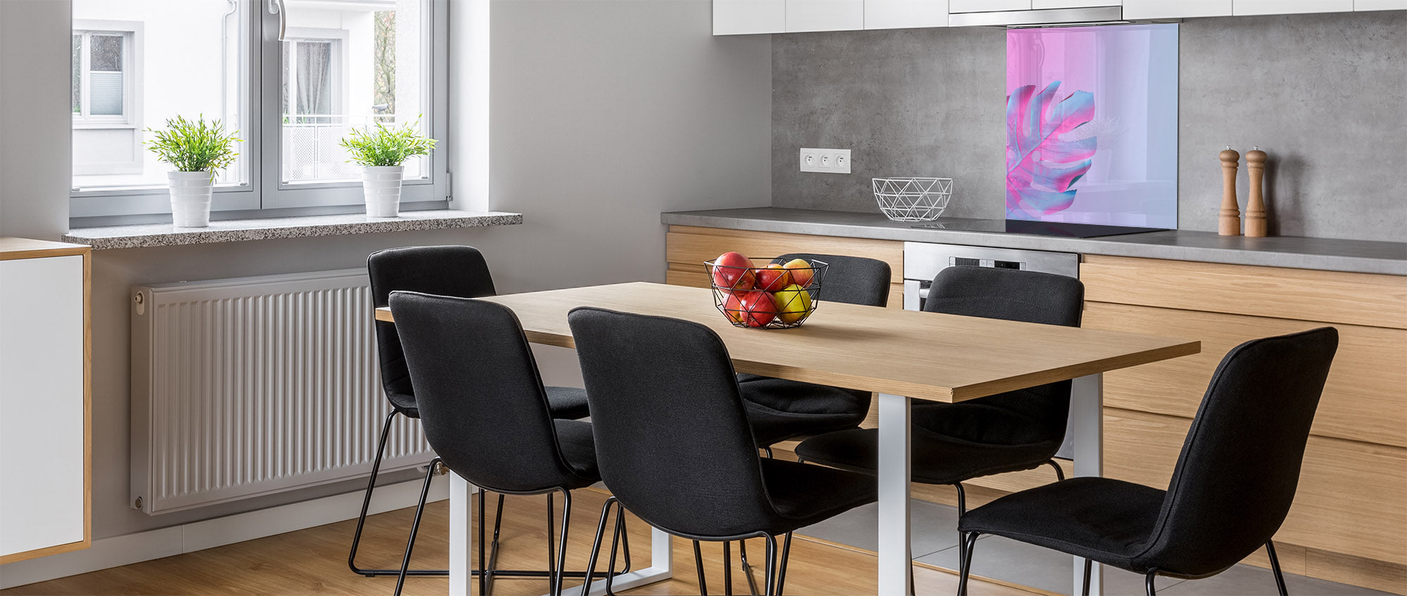 Stylish Tempered glass backsplash – Glass kitchen splashback – Glass upstand NBS14: Nature Series : Monstera deliciosa 1