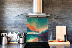 Unique Glass kitchen panel – Tempered Glass backsplash – Art design Glass Upstand NBS15: Art Series : Colourful sunset