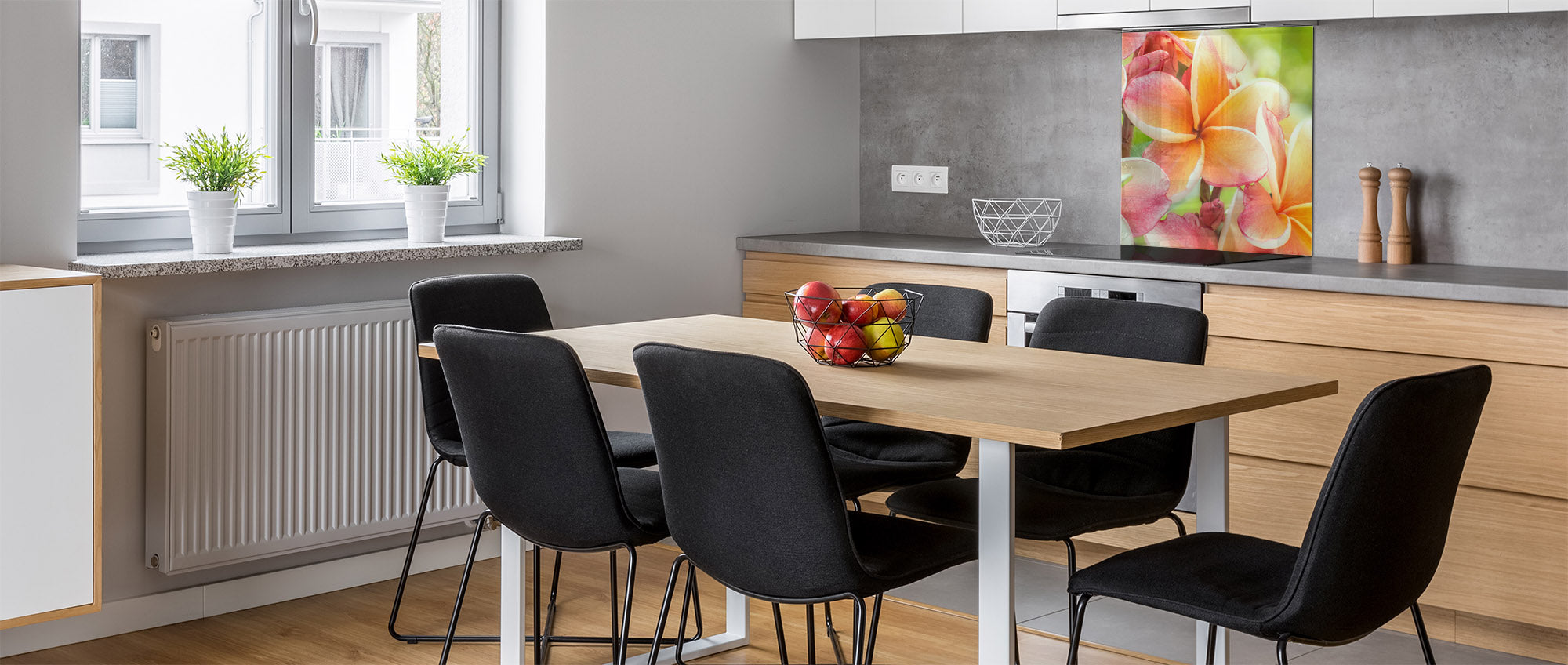 Stylish Tempered glass backsplash – Glass kitchen splashback – Glass upstand NBS14: Nature Series : Frangipani flower